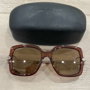 AUTHENTIC Salvatore Ferragamo Brown Gancio 55mm Square Sunglasses Unisex